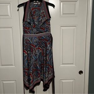 New York & Company Blue and Pink Asymmetrical Sundress size 8